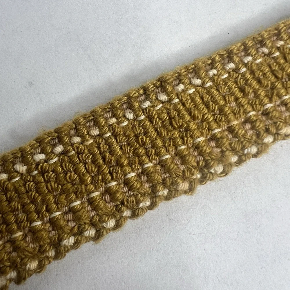 Vintage 1980s Goldtone Metal Fish Scale Elastic‎ Stretch Belt Flower Buckle EUC